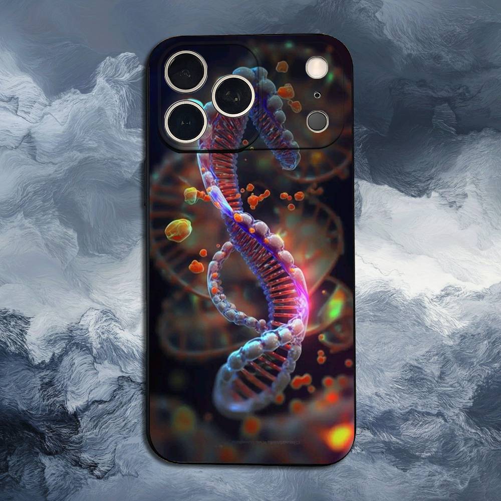 Science Biology DNA For iPhone 12,14,13,15,16,11,17,X,Mini,XR,SE,XS,Plus,Pro,Max,8,7,Soft Silicone Black Case
