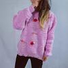 Solid color handmade pearl Christmas three-dimensional decoration plush New Year sweater Christmas sweater 3612 EMA