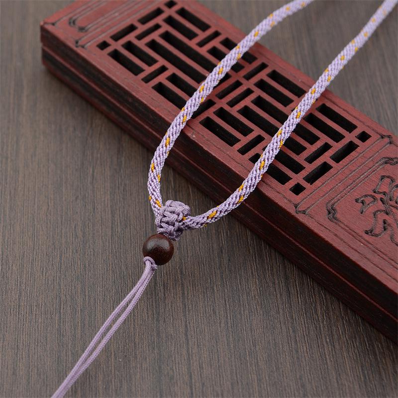 Sandalwood  Jade Cinnabar Amulet Necklace with Two-tone Hand-woven Rope
