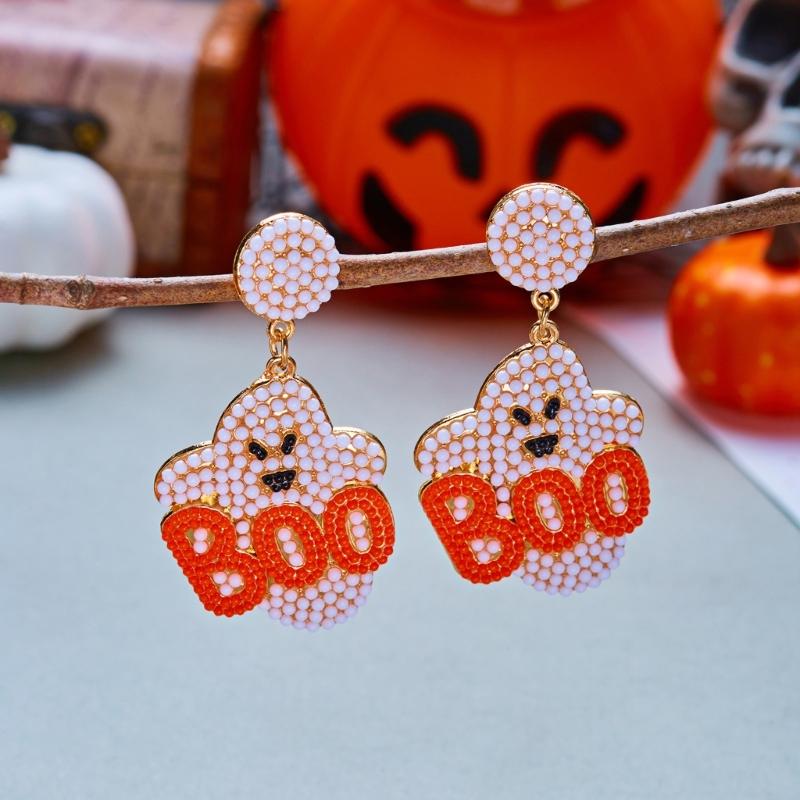 Alloy Halloween Earrings Pair, Holiday Accessory with Embellished Front for Party Outfits, Dress Up Looks and Photos