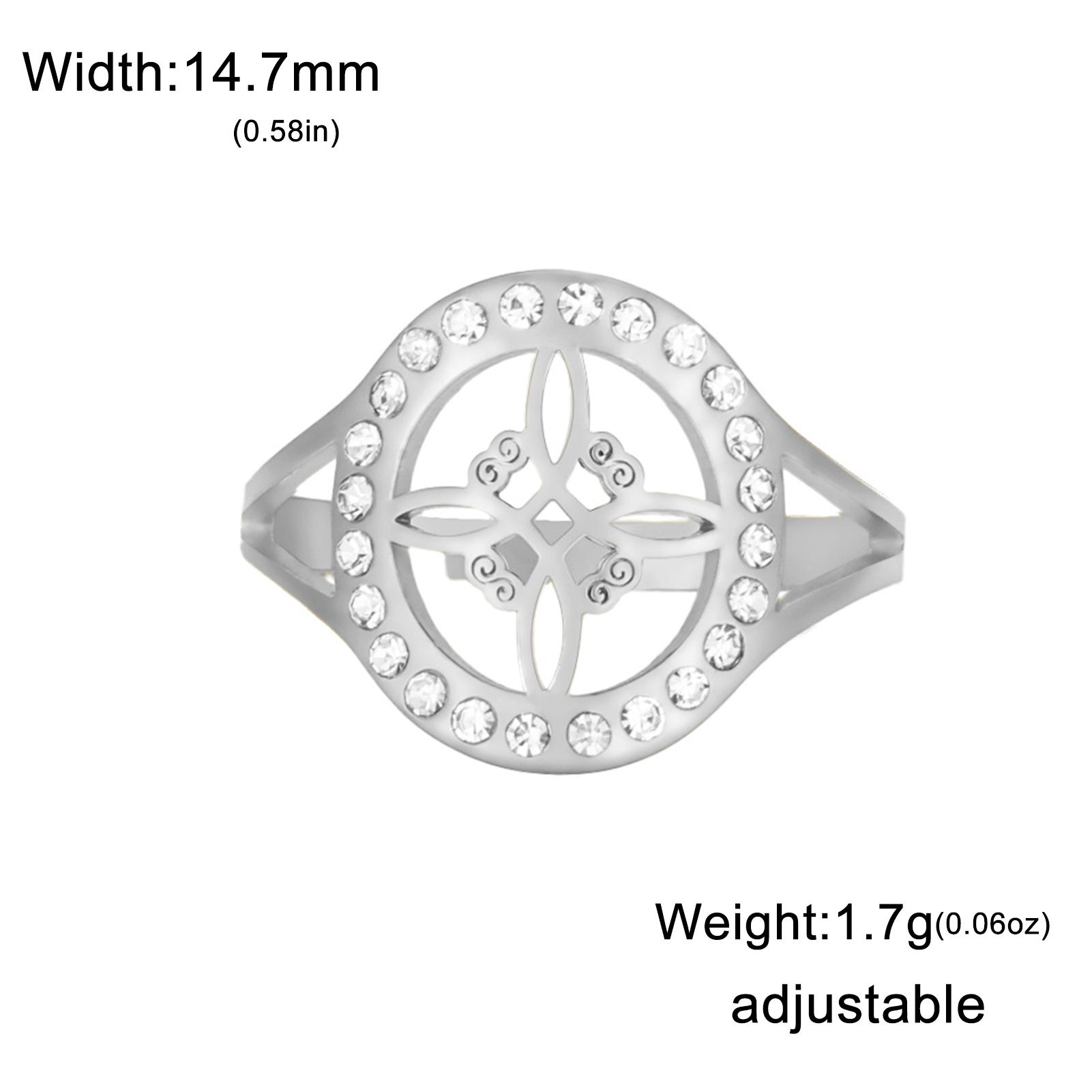 

Teamer Witch Knot Irish Celtics Knot Ring Adjustable Stainless Steel with Clear Zircon Finger Ring Delicate Vintage Jewelry