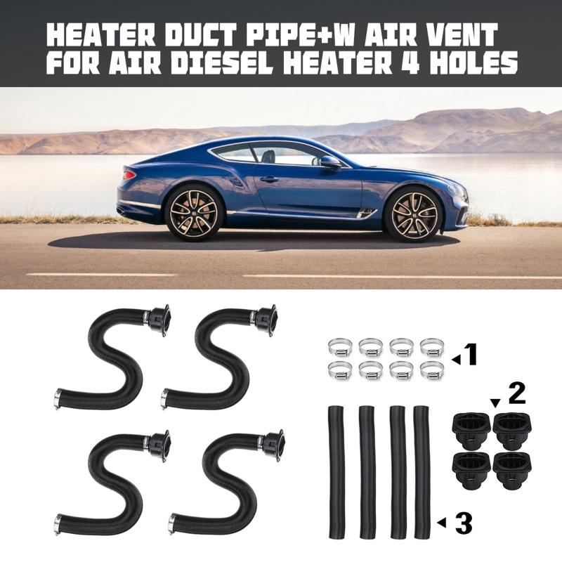 Car Parking Heater Ducting Pipe+Air Vent Outlet Hose Tube Connector Hose Clips