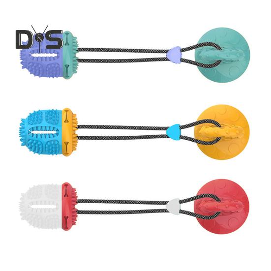 Hundeleke Ball med Sugekopp for Aggressive Tyggere Interaktivt Trekkeleke Valpe Tenner Utleveringsball Selvlek Matballleke