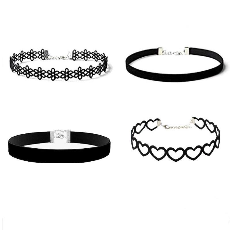 6pcs Women’s Black Lace Choker Necklace Set