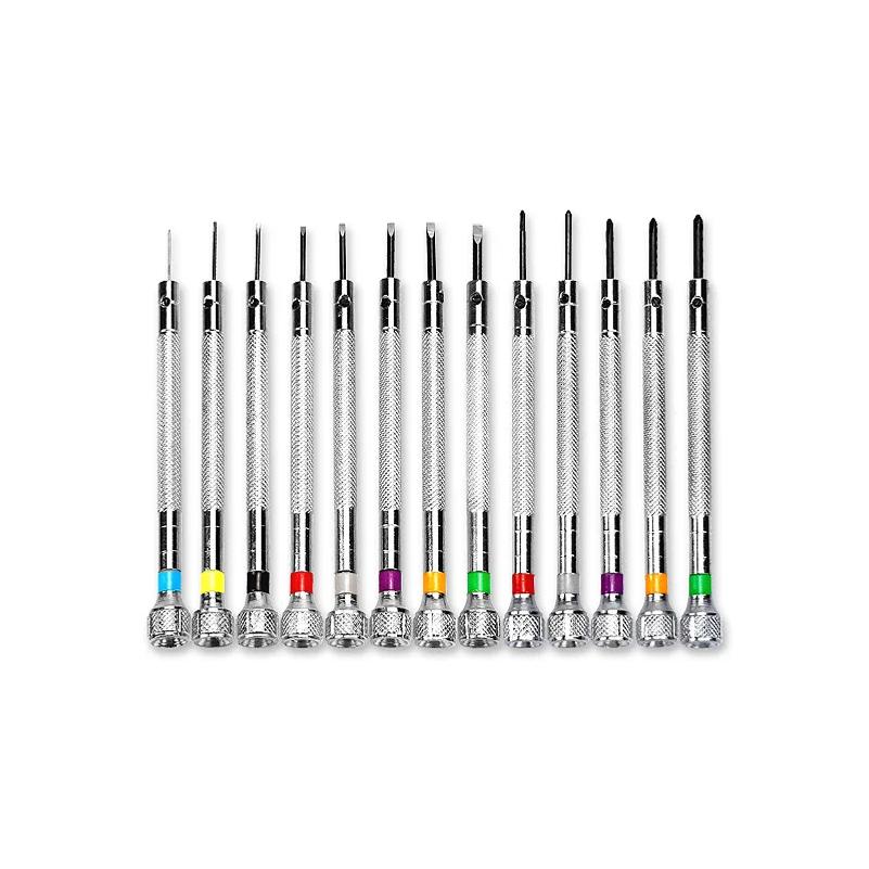 Set de 13 șurubelnițe de precizie 0,6-2,0 mm Oțel cu duritate ridicată Kit de reparare Micro Cruce pentru ceasuri ochelari bijuterii