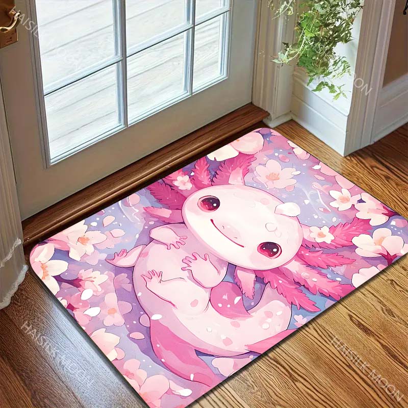 Pink aquatic creature with cherry blossoms Print Carpet Rug for Living Room Bedroom Sofa Doormat Home Decor Non-slip Floor Mat