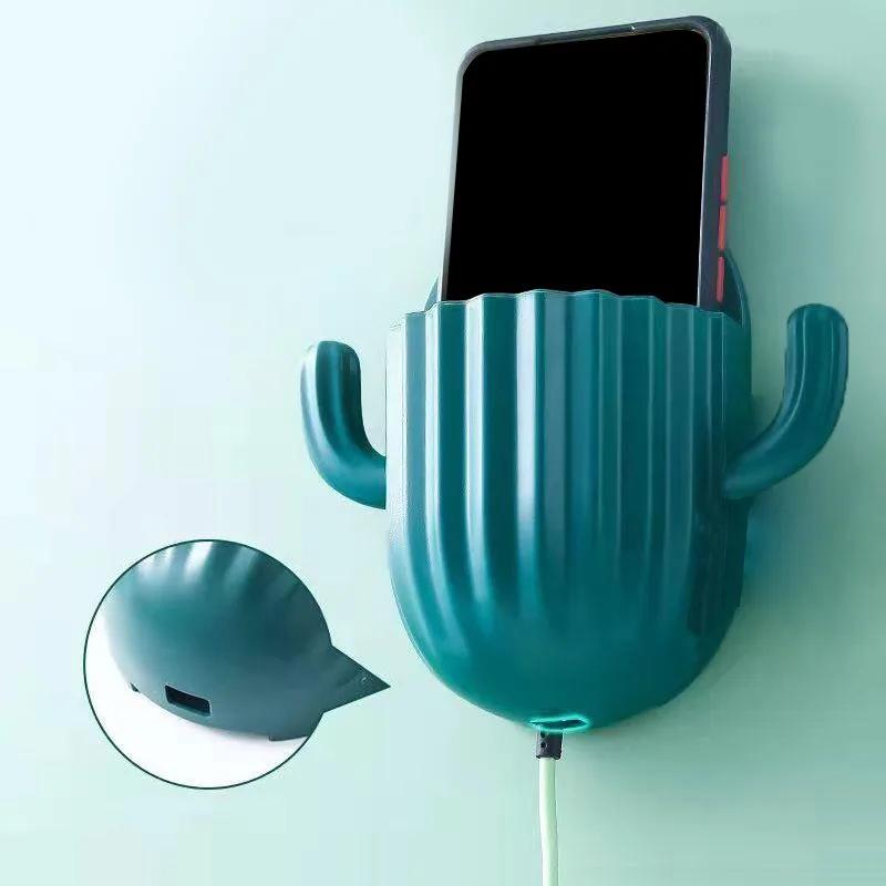 Toothbrush Holder Wall Self-adhesive Seamless Cactus Storage Rack Box Bathroom Organizer Shelf Mobile Phone Closet Organizer