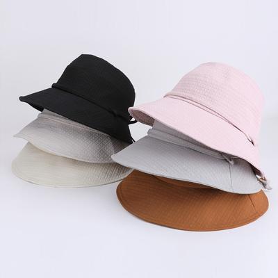 Summer Outdoor Travel Sun Protection Hat Women's Bow Fisherman Hat Big Brim Basin Hat