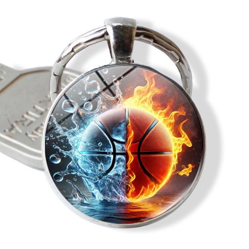 Basketball Layup Lover Keychain - Glass-Embossed Sports Gift