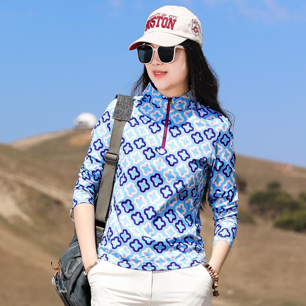 

Женская быстросохнущая спортивная рубашка с длинным рукавом с цветочным принтом - Дышащая приталенная модель для бега и пеших прогулок 3XL синий