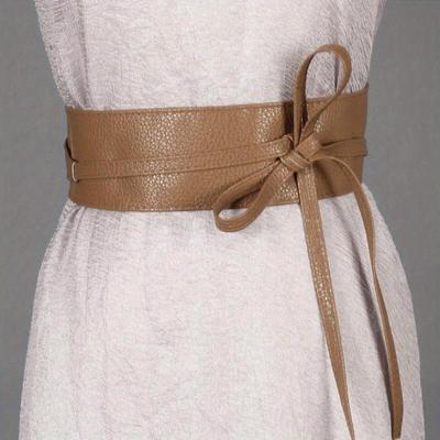 New Fashion Wide Belts for Women Hasp Elastic Patent Leather Female Ribbon Bow Belts