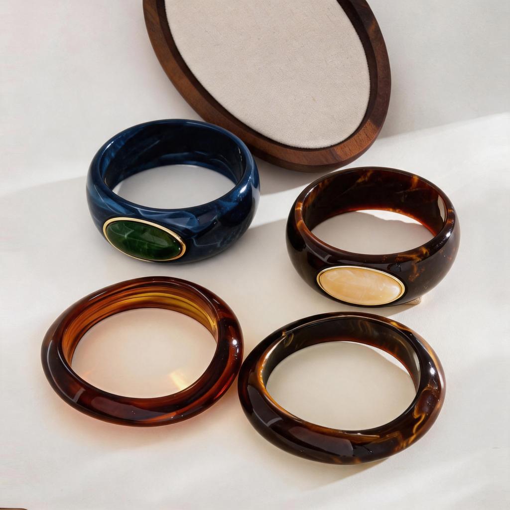 DIEZI Hip Hop Irregular Resin Acrylic Gem Stone Bangles Ethnic Geometric Wide Cuff Bangles For Women Men New Bracelet Jewelry