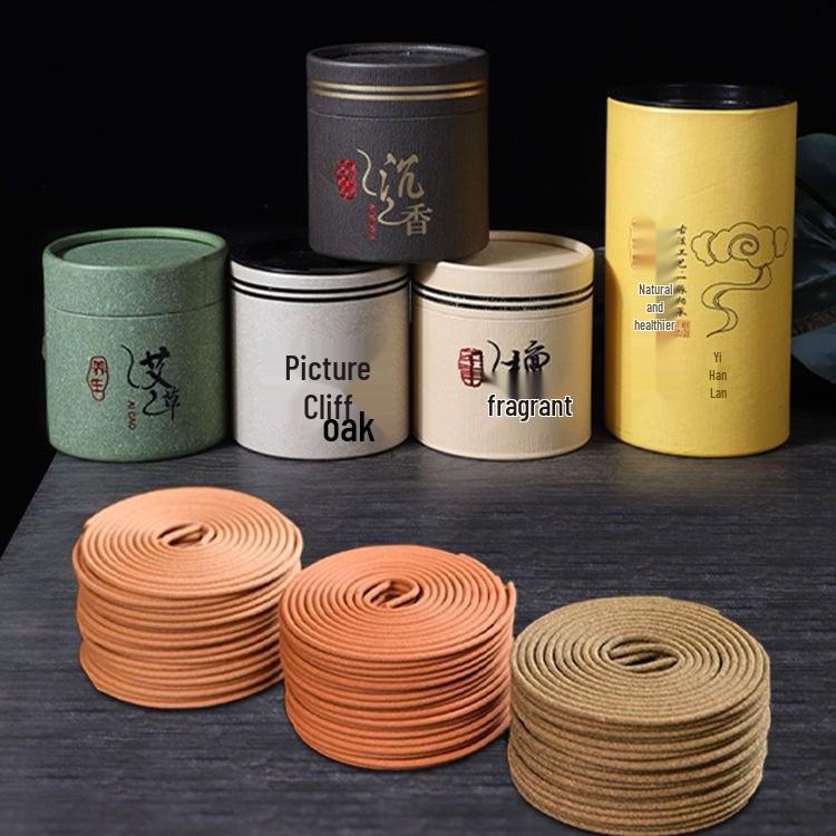 4-Hour Sandalwood & Mugwort Coil Incense (120 Pcs) with Burner - Indoor Long-Lasting Scent & Toilet Deodorizer