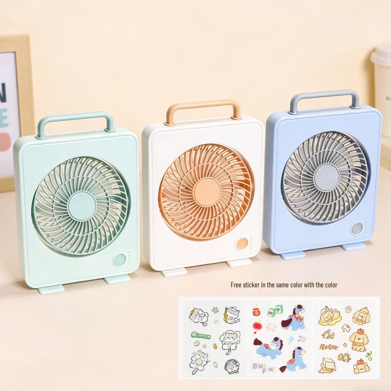 

2026 Large Square Desktop Fan - Long Battery Life, 5-Speed USB Fan for Students, Office, or Dorm 5 Speed, 2400mAh, 70° Adjustable Angle