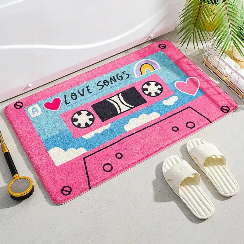 Cassette Soft Bath Mat Super Absorbent Washroom Entrance Carpet Bathroom Floor Decor Non Slip Easy To Clean Welcome Doormat Rug