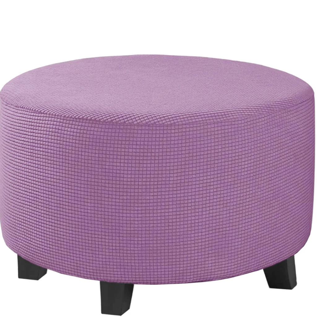 Jacquard Ottoman Cover Stretch Ottoman Slipcover Round Ottoman Storage Cover Folding Stool Covers Furniture Protector Cover