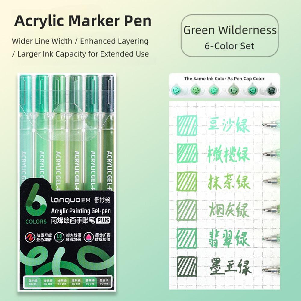 6Colors/Set DIY Album Card Acrylic Painting Brush 1.0mm Tip Color Graffiti Pen Marker Pen