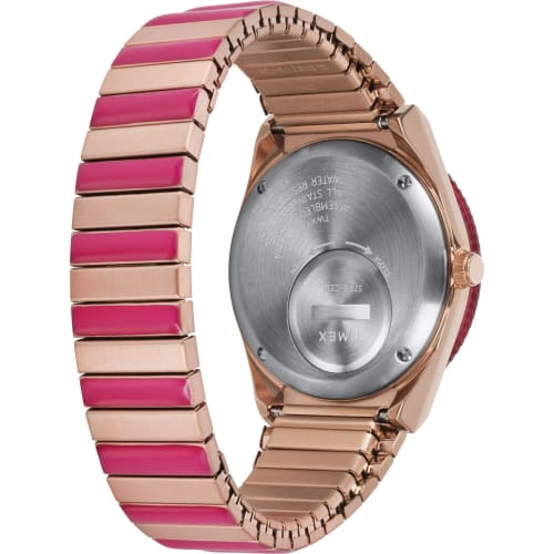 TIMEX Q Timex Women's Pink Dial Stainless Steel Acrylic Quartz Watch TW2W41000