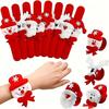 10pcs Christmas Clap Bracelets - Holiday Party Gifts with Various Santa Claus, Snowman, and Reindeer Designs