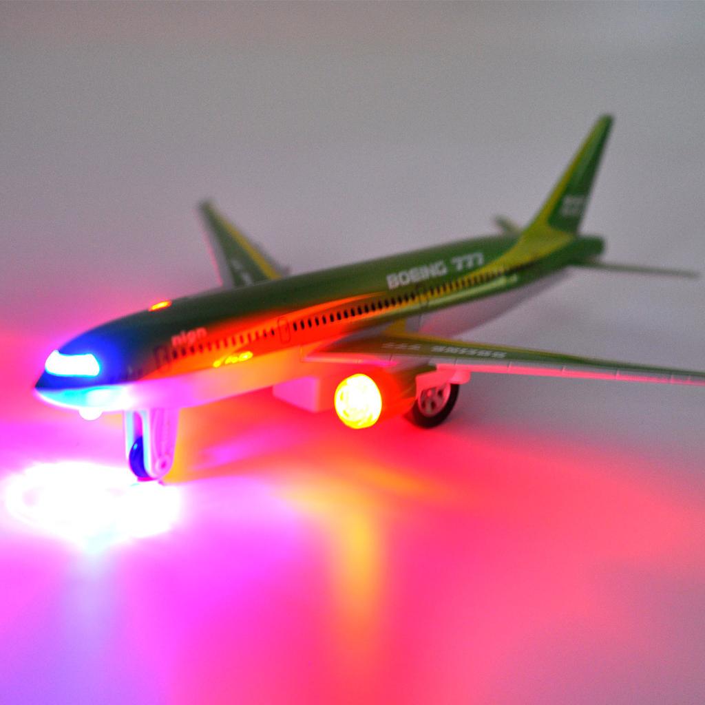 1/400 Diecast Metal Plane Model Leker 7 Tommer Boeing 777 Pull Back Replica med lyd og lett flymodell for barn Leker