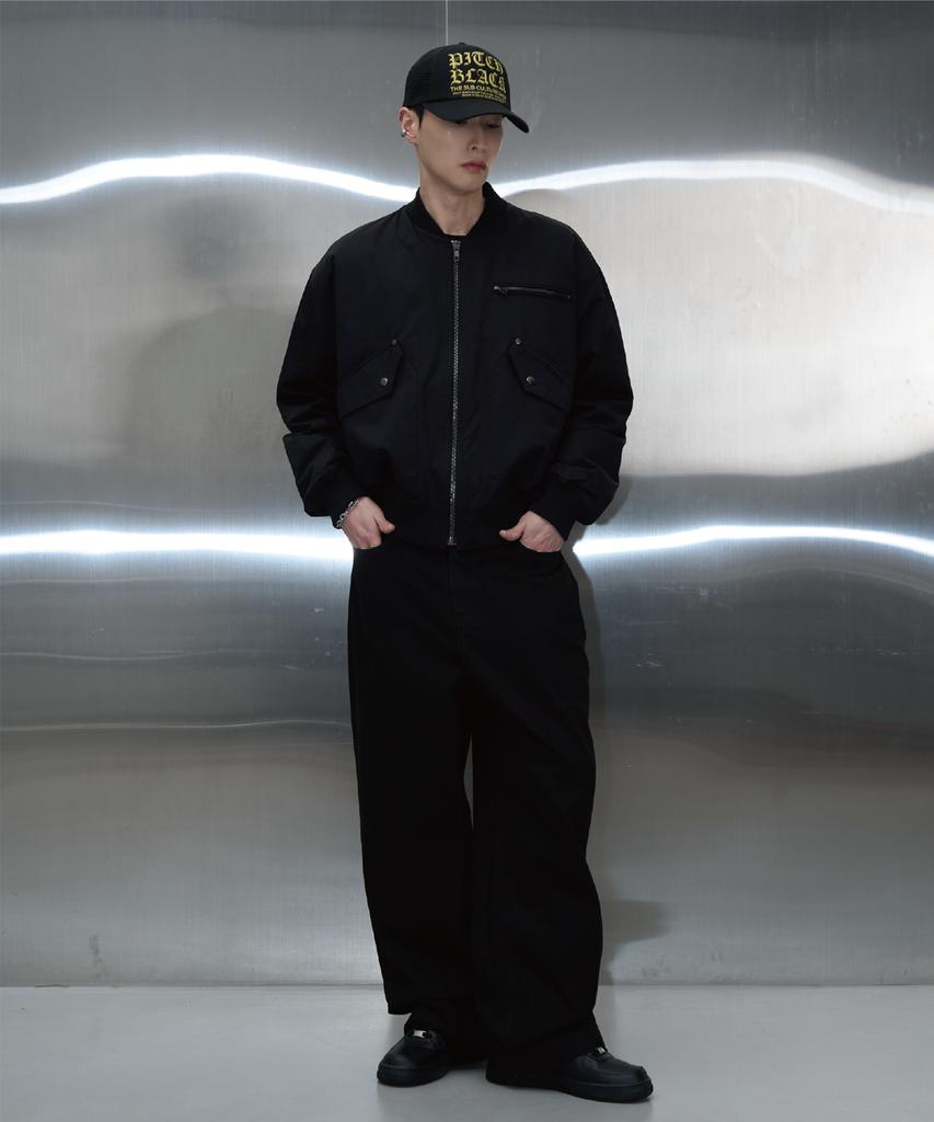 Pitchblack Utility Pocket Logo Flight Jarcket (Black)