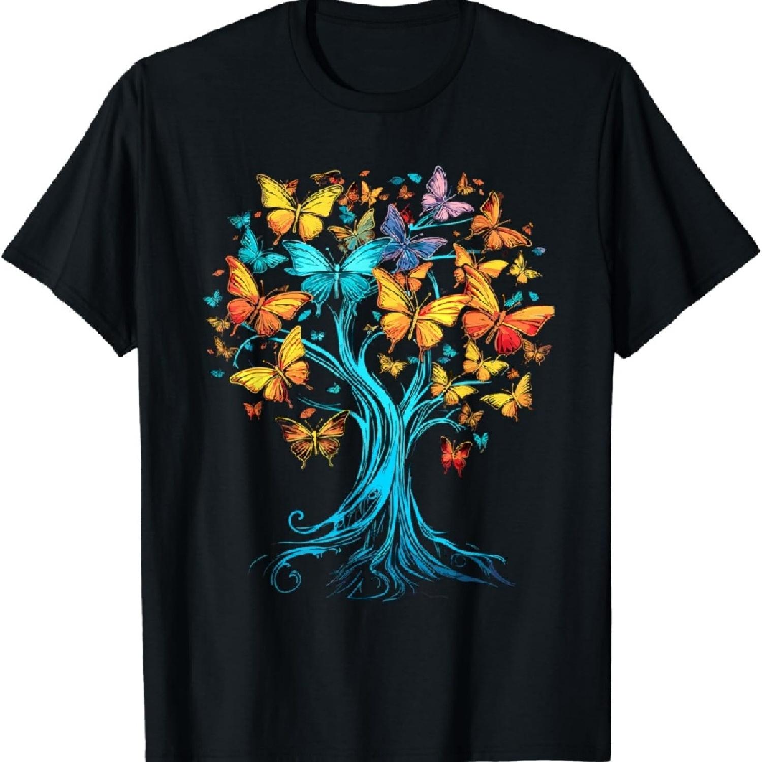 

Butterfly Tree Beautiful Butterflies Garden Colorful T-Shirt S