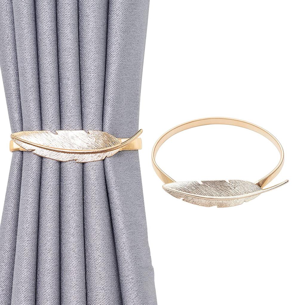 Spring Rope Curtain Tiebacks Alloy Drapery Holdback Elastic Window Curtain Ties Backs For Decorative Curtain Holdbacks Gold