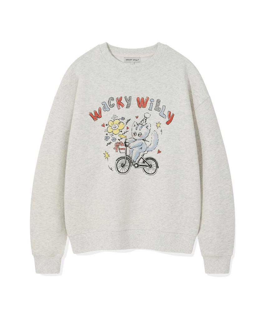 Wacky Willy Women'S Vintage Graphic Semi-Oversized Sweatshirt Oatmeal