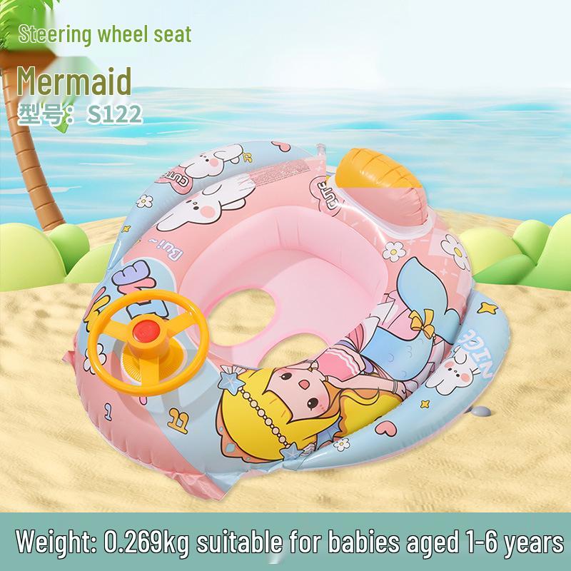 Bouée gonflable pour enfants en forme d'avion avec volant et klaxon