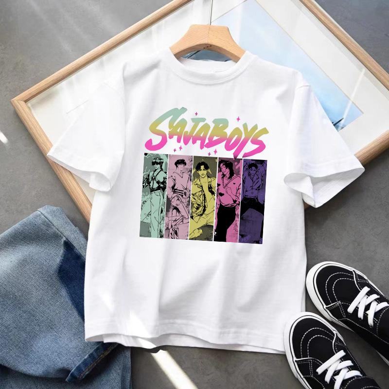 Kpop Demon Hunters Barneklær Kortarmet T-skjorte Søt K-pop Demon Hunters Tiger Harajuku T-skjorte for Gutter Jenter