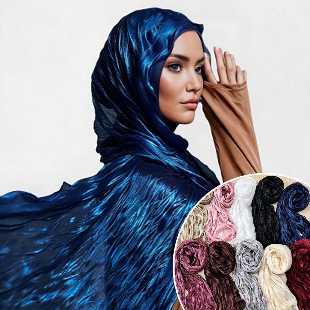 Ruffled Edge Sunscreen Shawl Solid Color Ramadan Long Scarf Fashion Chiffon Hijab Veil  Outdoor
