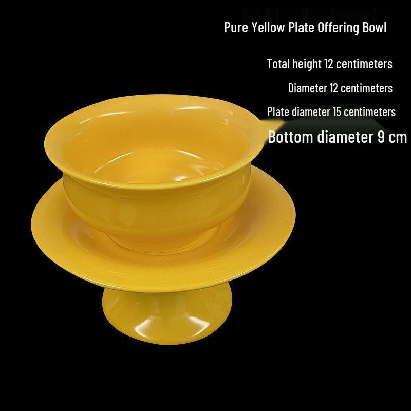 Large Ceramic Offering Bowl Oil Lamp for Temple or Buddhist Hall Decoration, Fruit and Candle Holder