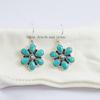 Natural Turquoise Dainty Earrings, Dangle Earrings, 925 Sterling Silver Earrings, Cluster Earring, Gemstone Earring, Birthday Earrings