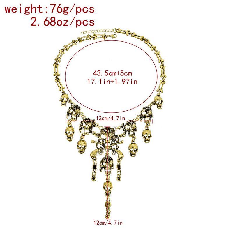 Fashion Style Personalized Hip Hop Punk Exaggerated Double-Layer Skull Cross Necklace for Women Gothic Lolita Ornament