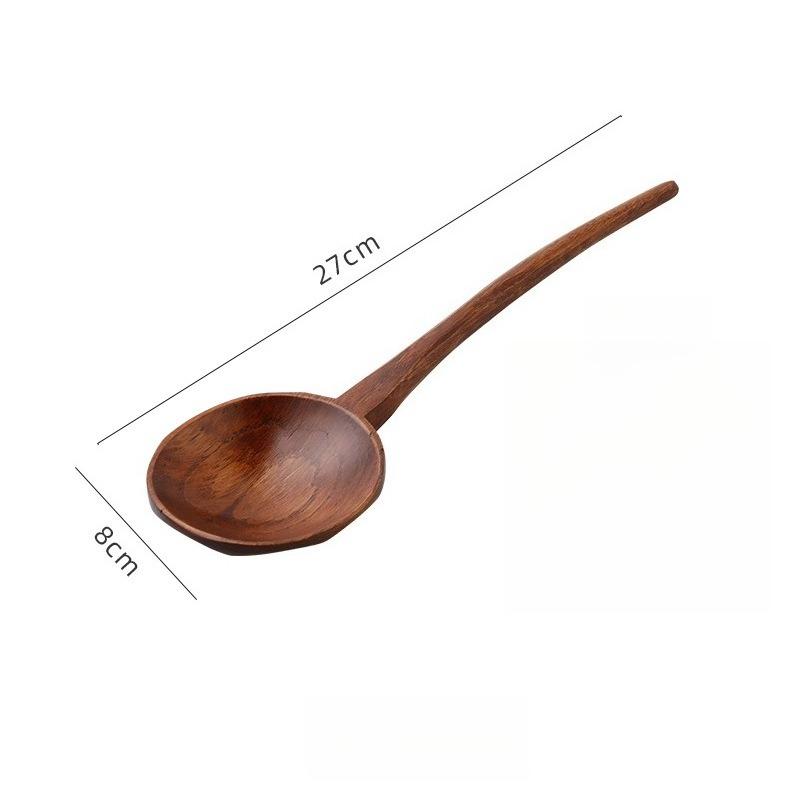 Long Handle Ramen Wooden Spoon Japanese Camping Cooking Tableware Soup Teaspoon Catering Tablespoons Home Large Soup Ladle