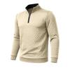 Autumn Winter Men's Solid Color Plaid Hoodie Fashion Stand Collar Half Zipper Casual Sweatshirts Men Loose Pullovers