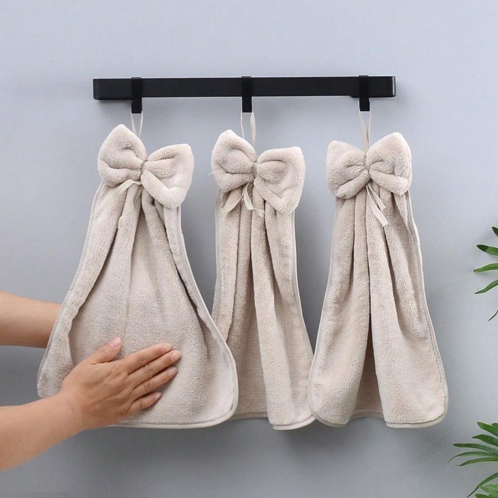 Striped Pattern Bow Decor Washcloth, Modern Color Block Hand Towel for Bathroom Home Bathroom Decor Back To School