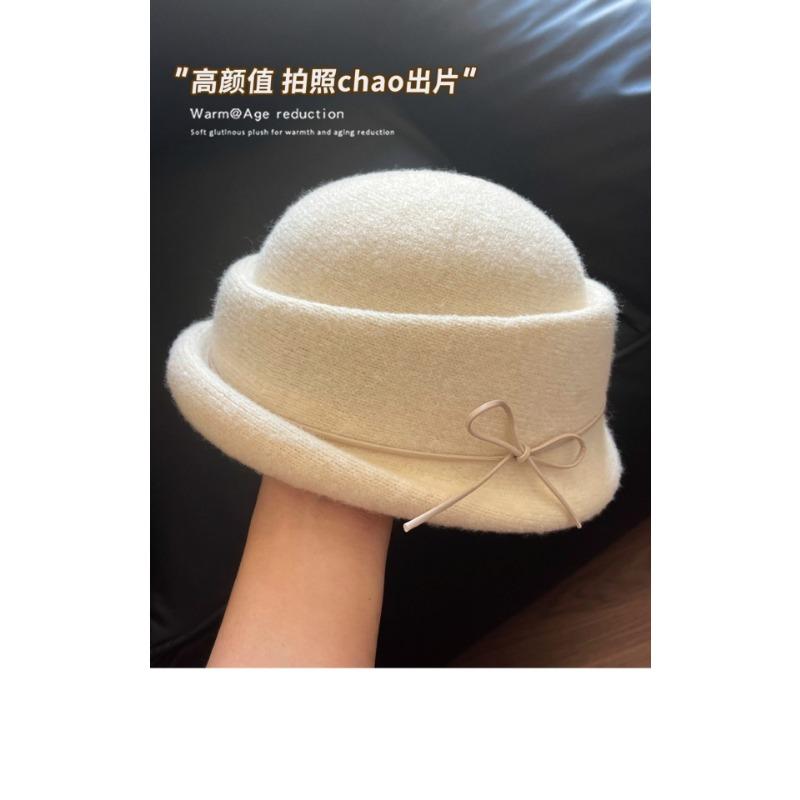 Vintage Hepburn Style Black Round Top Bucket Hat For Women