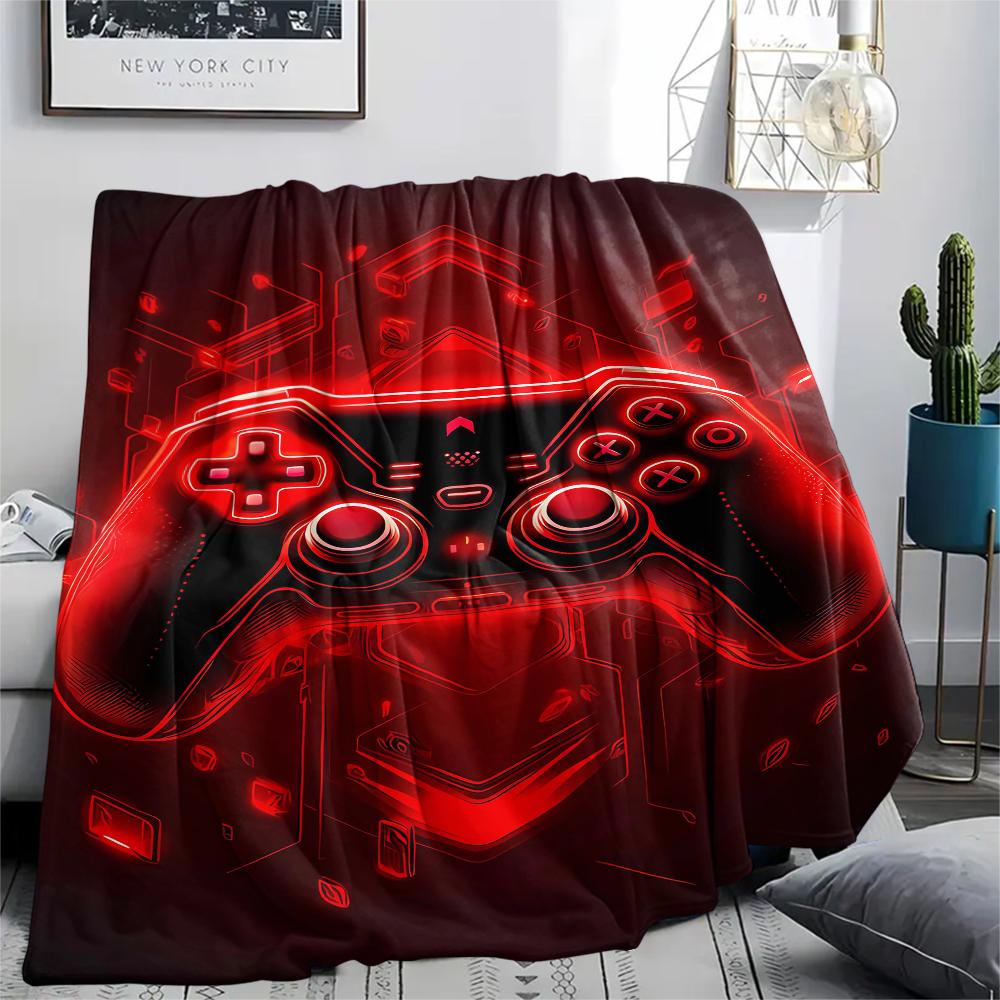 1Pc Gamepad Print Flannel Blanket, High Quality Comfortable for All Seasons, Home Decor, Warmth and Comfort, Perfect for Christmas Gifts
