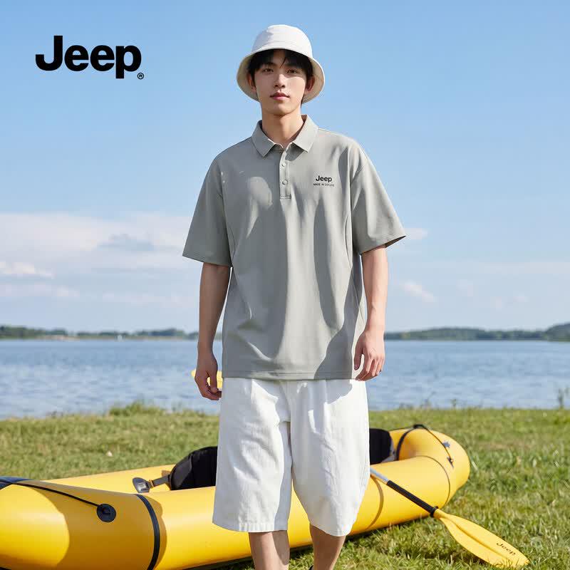 Jeep Men s Casual Breathable Short Sleeve Polo T-Shirt XL зелёный
