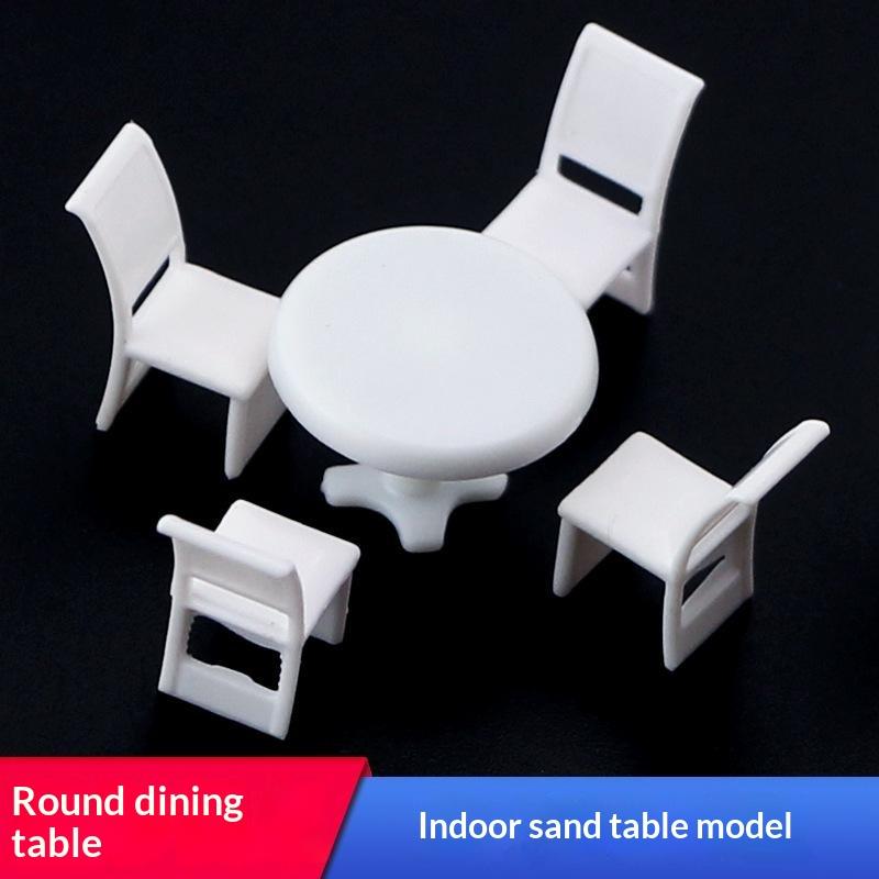 Mini Furniture Table Chairs Model Set Wear Resistant 1:50 1:75 1:100 Scale for Sandtable Diorama Railway Scene Build