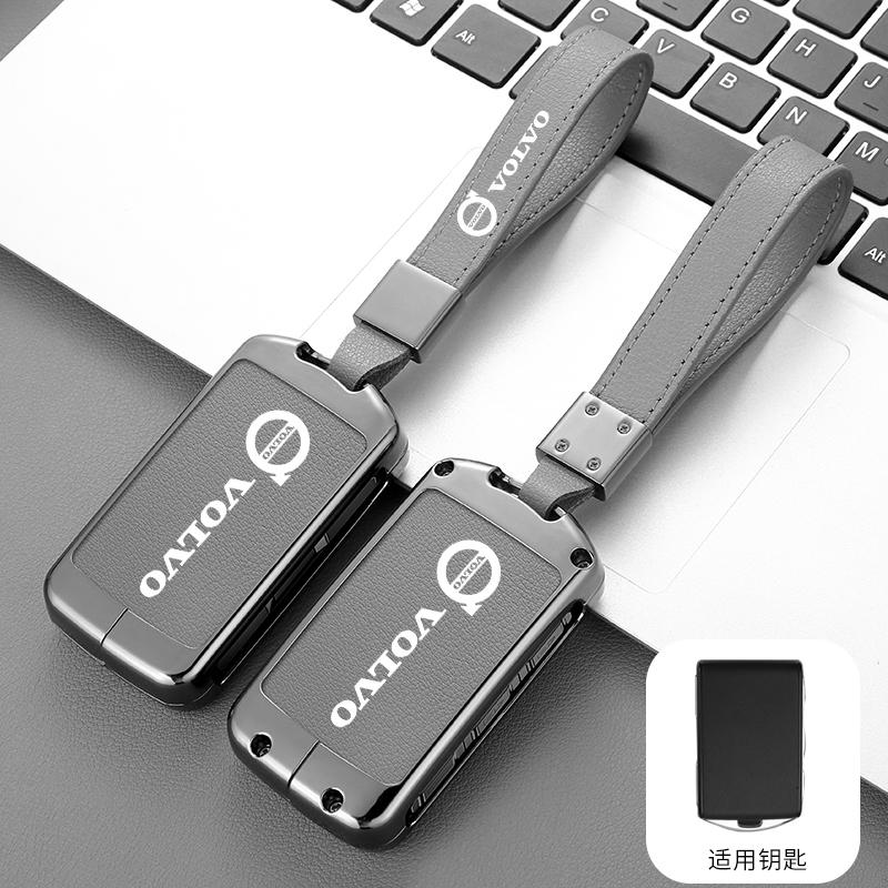Zine Alloy Leather Car Key Case Cover Shell For Volvo XC40 XC60 S90 XC90 V90 2017 2018 T5 T6 T8 Polestar 1 2 Protector Accessory