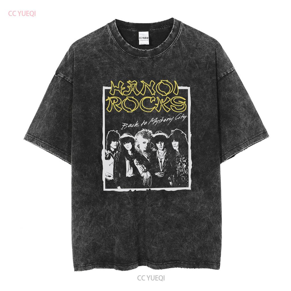 Hanoi Rocks Back To Mystery City Mens T Shirt Long or Short Sleeves Vintage Washed Graphic Breathable Soft