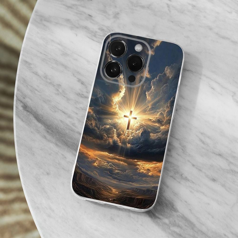 

Cross Bible Art Christian Phone Case For iPhone Max,Plus,11,14,13,XR,SE,12,15,Pro,17,16,X,XS,Mini Transparent Soft Cover iPhone17