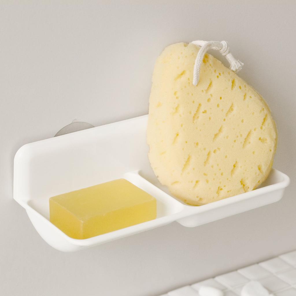 LEC Soap Dish Double Suction Cup Bathroom Accessory