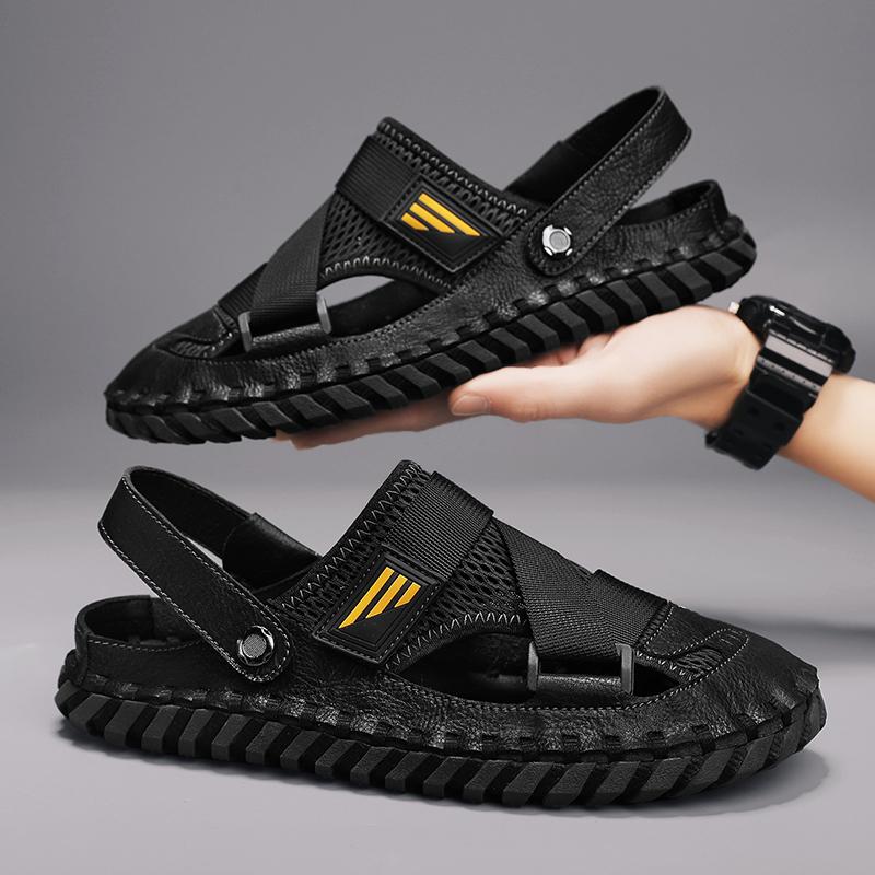 Summer Men Sandals Genuine Leather Mens Casual Shoes Outdoor Men Leather Sandals for Men Beach Shoes Roman Mens Shoes