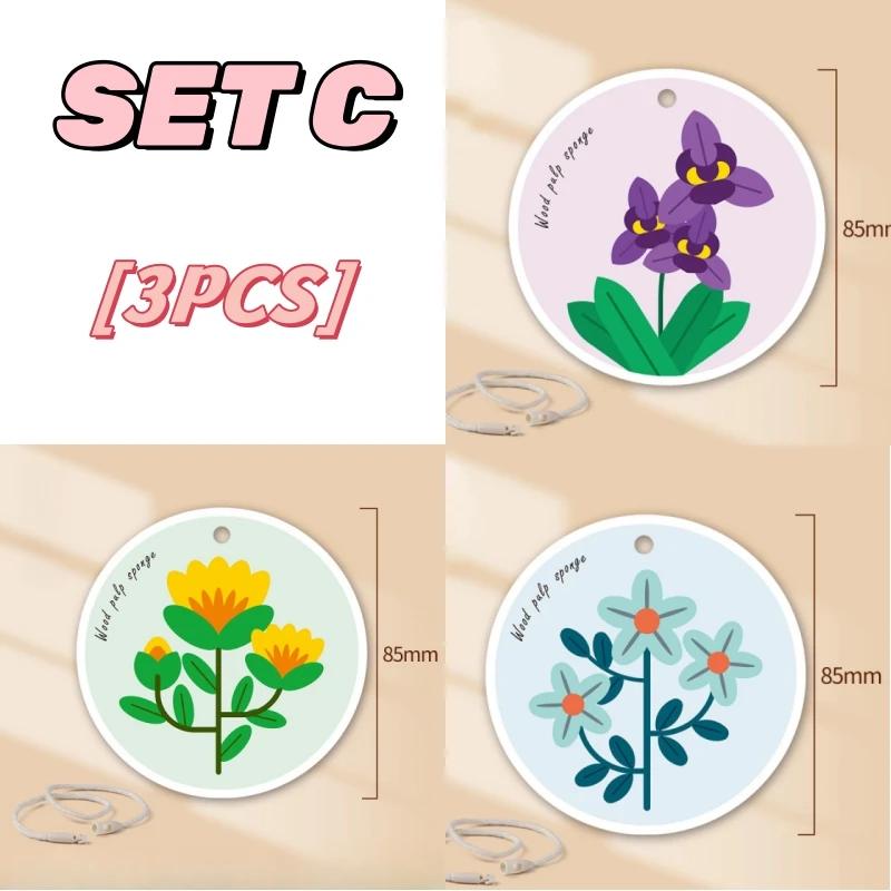 3PCS  Wood Pulp Sponge Dish Towel Kitchen Cleaning Sponge Cloth Round Flower Compression Dish Towel