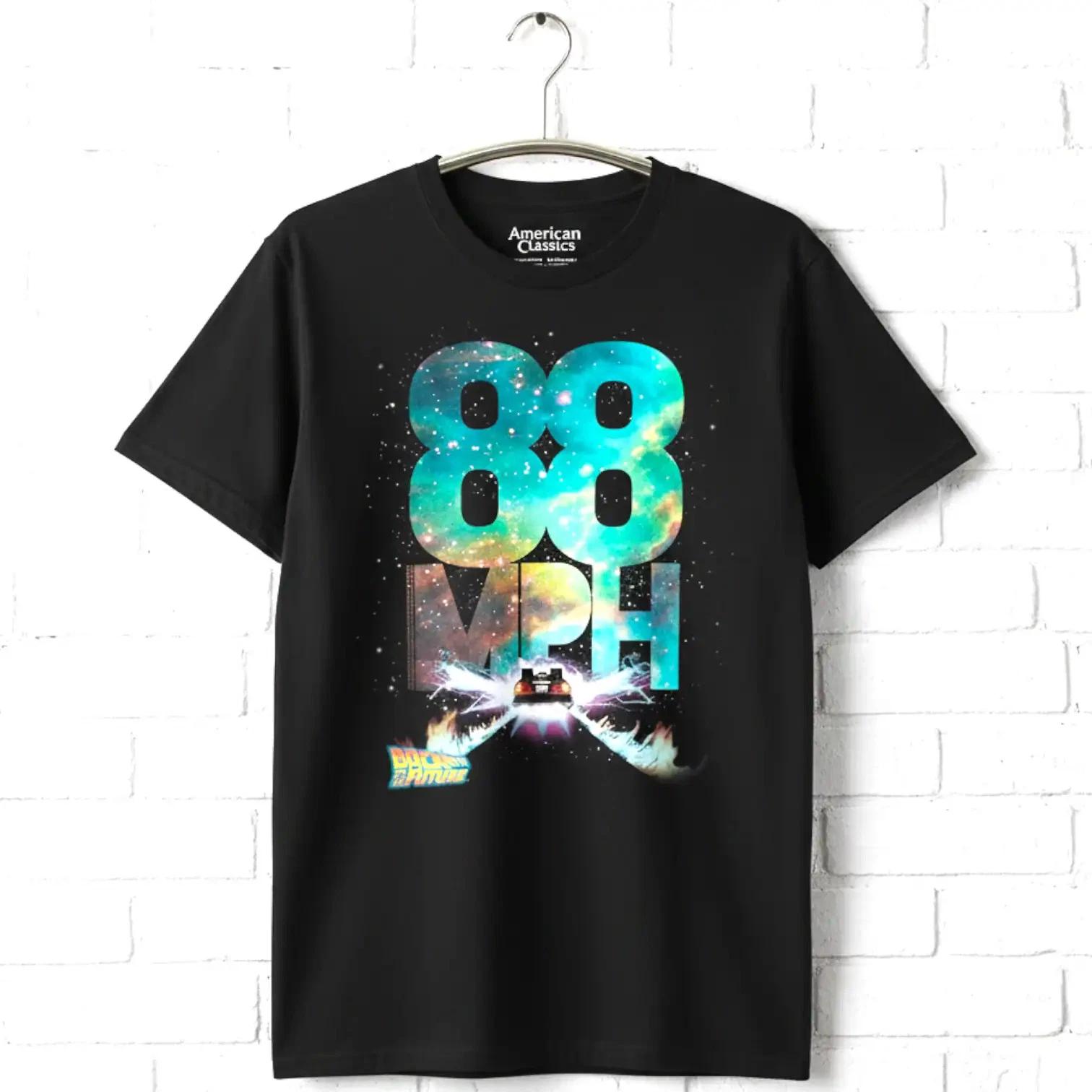 Back to the Future 88mph Galactic Speed Men s T Shirt Movie McFly Delorean Black XS
