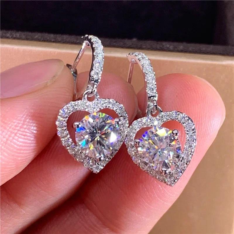 Engagement Mid Length Pendant Earrings Jewelry Elegant Shiny Mosan Diamond Beautiful Gift Milan Girl Fashion Accessories