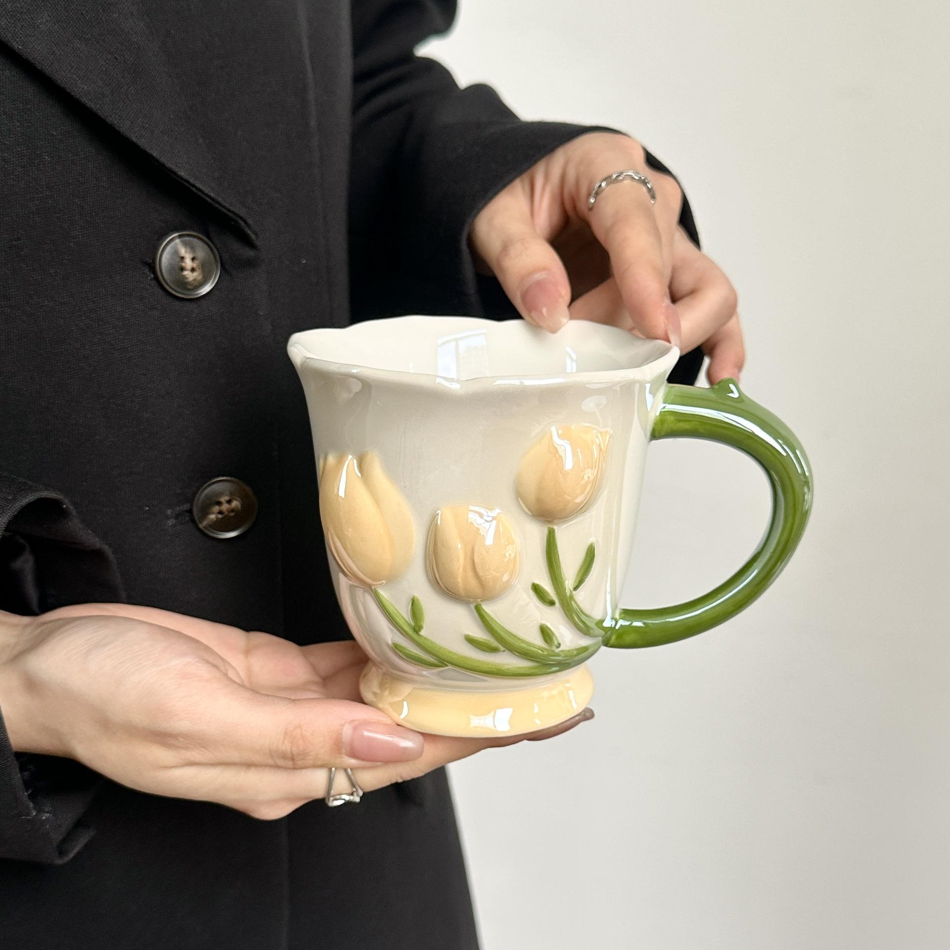 

Чашка-тюльпан для подарков на день рождения девочек, изысканная чашка для кофе и завтрака, практичный подарок-носок для рук для девочек 301-400ml